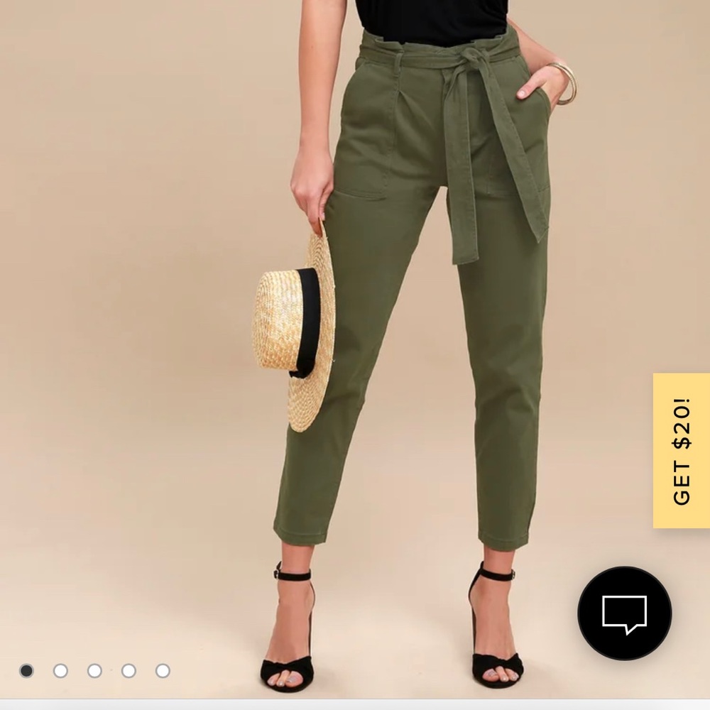 NWT Lulu’s Olive Green Tie-Waist Pants